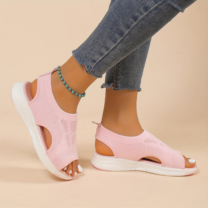 KARA - KNITTED SLIP-ON OPEN-TOE WEDGES