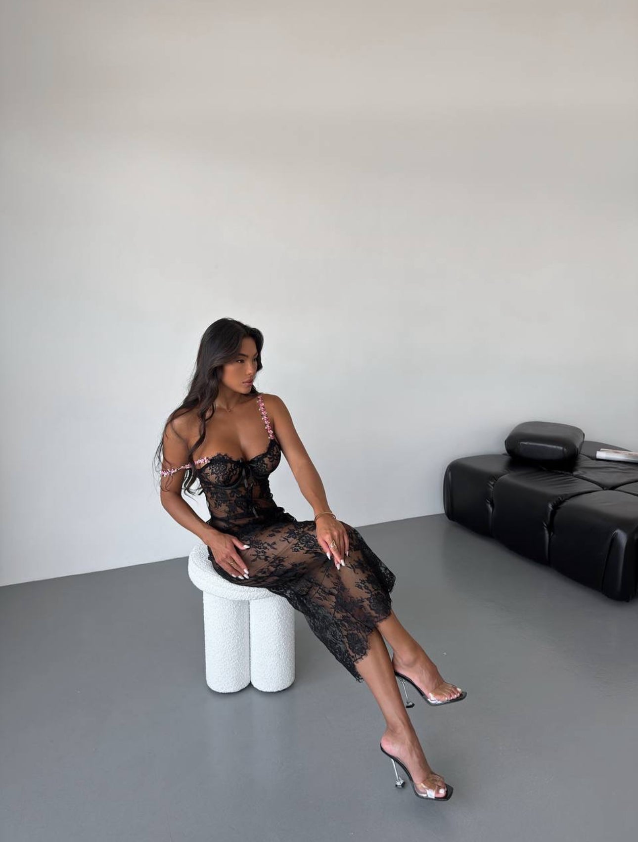 Georgina™ | Sheer Nightgown Midnight Petals