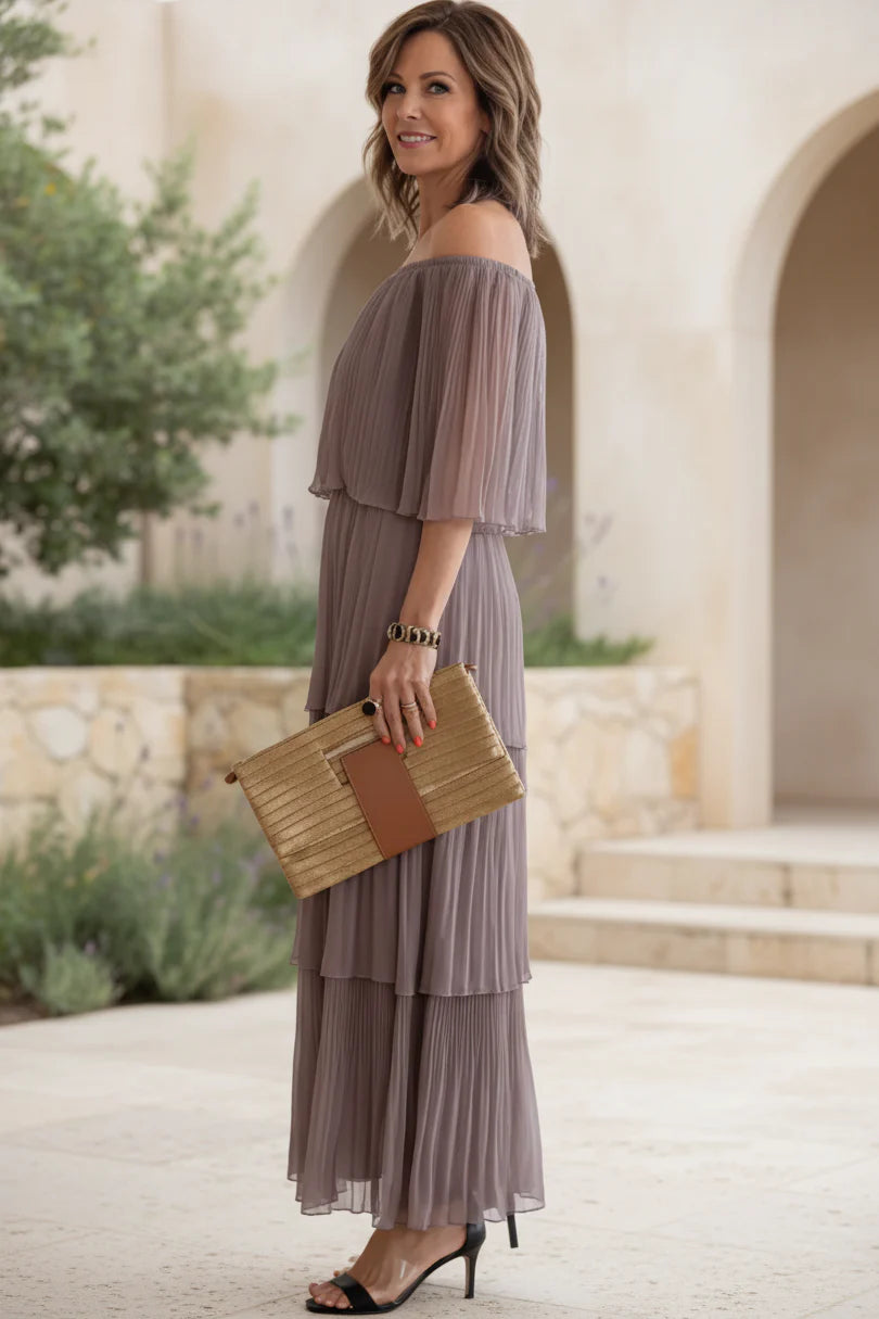 NOIRÉ - PLEATED EVENING GOWN