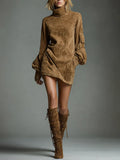 Lilly | Suede Turtleneck Dress