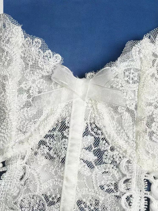 Veloura™ | Women’s Sexy Lace Suspender Bra & Thong Set