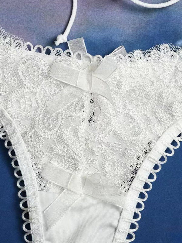 Veloura™ | Women’s Sexy Lace Suspender Bra & Thong Set