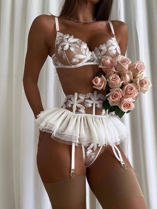 Lunavelle™ | Romantic Frilly Garter Lace Lingerie Set (3PCS)