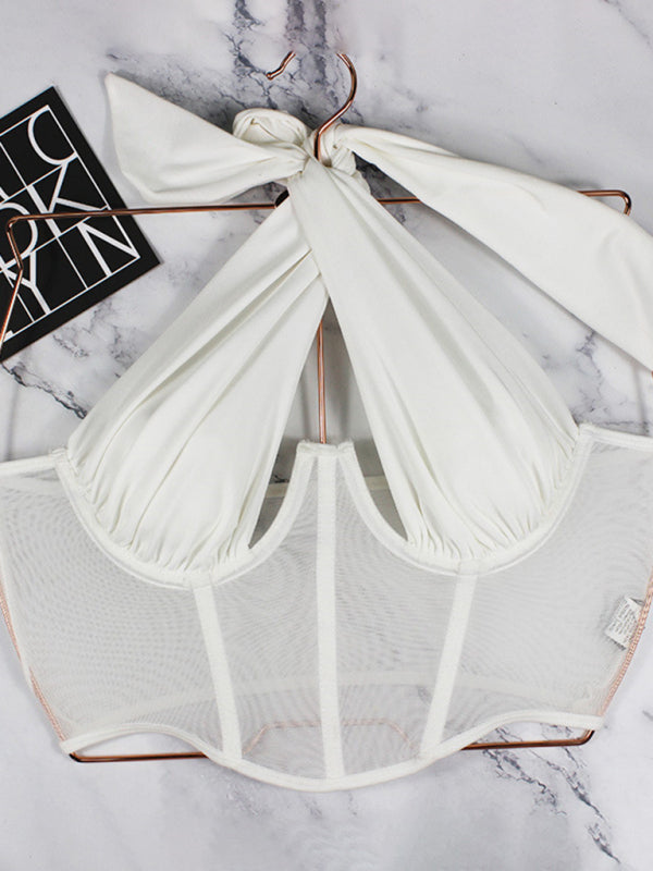 Veloura™ | Sexy Mesh Corset Neck Tie Bra