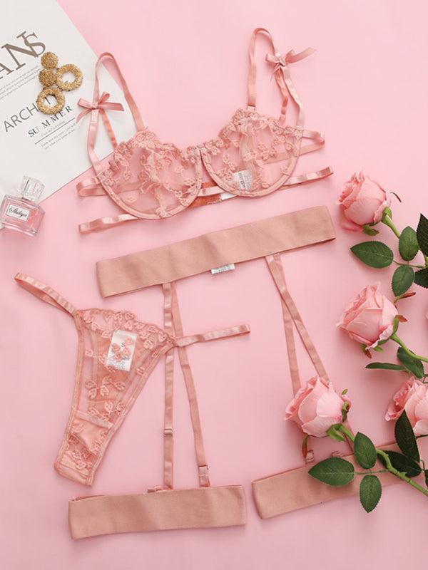 Kaelith™ | Delicate Sheer Lingerie Set (Bra, Thong & Belt)