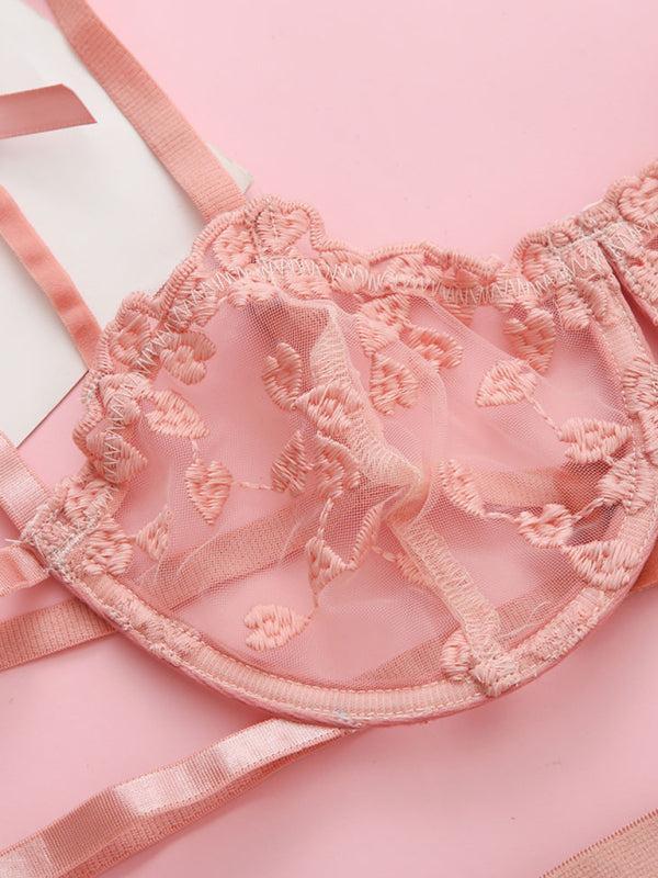 Kaelith™ | Delicate Sheer Lingerie Set (Bra, Thong & Belt)