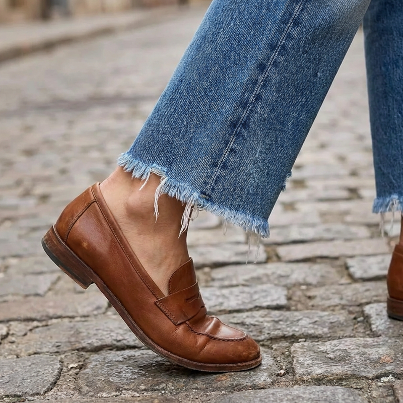 Carin - Retro cropped straight-leg jeans for women