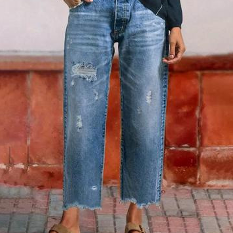 Carin - Retro cropped straight-leg jeans for women